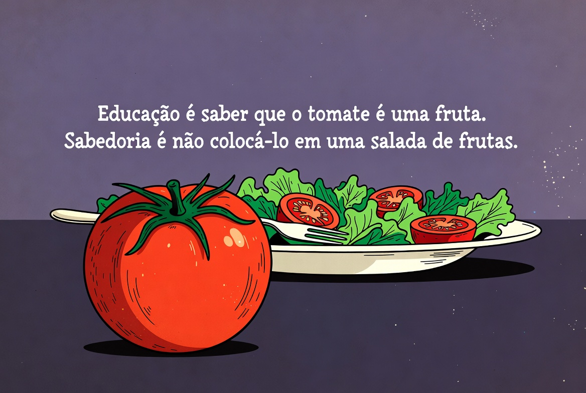 Educação é saber que o tomate é uma fruta. Sabedoria é não colocá-lo em uma salada de frutas