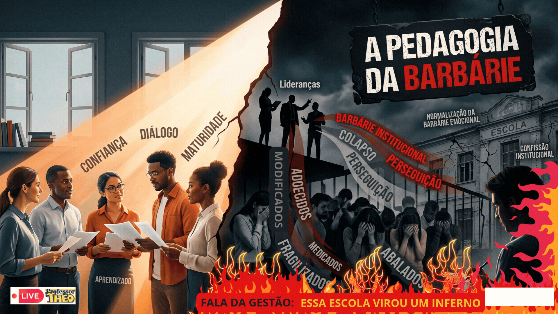 📝| PEDAGOGIA DA BARBÁRIE | Quando a Liderança abandona o Coletivo e transforma a Instituição em um Hospital Emocional Permanente