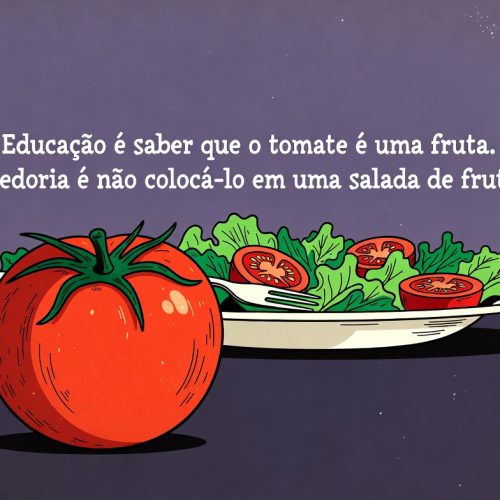 Educação é saber que o tomate é uma fruta. Sabedoria é não colocá-lo em uma salada de frutas
